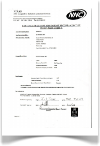 Certificate of Decontamin